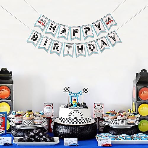 Miniatura 3 de Cartel de feliz cumpleaños de carreras retro - Cartel de feliz cumpleaños, fiesta temática de carreras, decoración de fiesta de carreras.