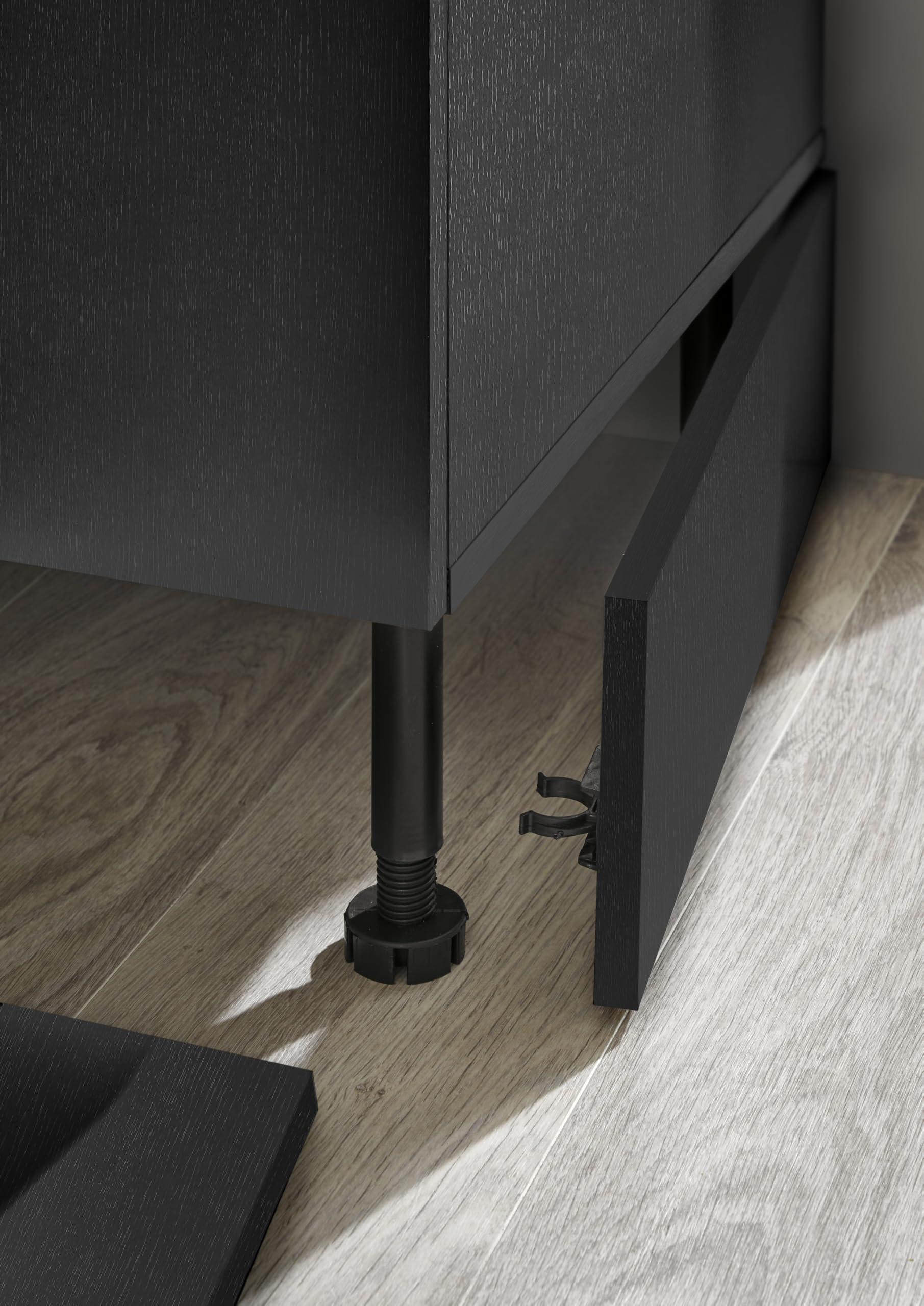 Stella Trading Turin ZBM Küchenzeile 270 x 211 x 60 cm, schwarz - Ohne Küchengeräte - Moderne, geräumige Küche in Artisan-Eiche Optik mit viel Stauraum