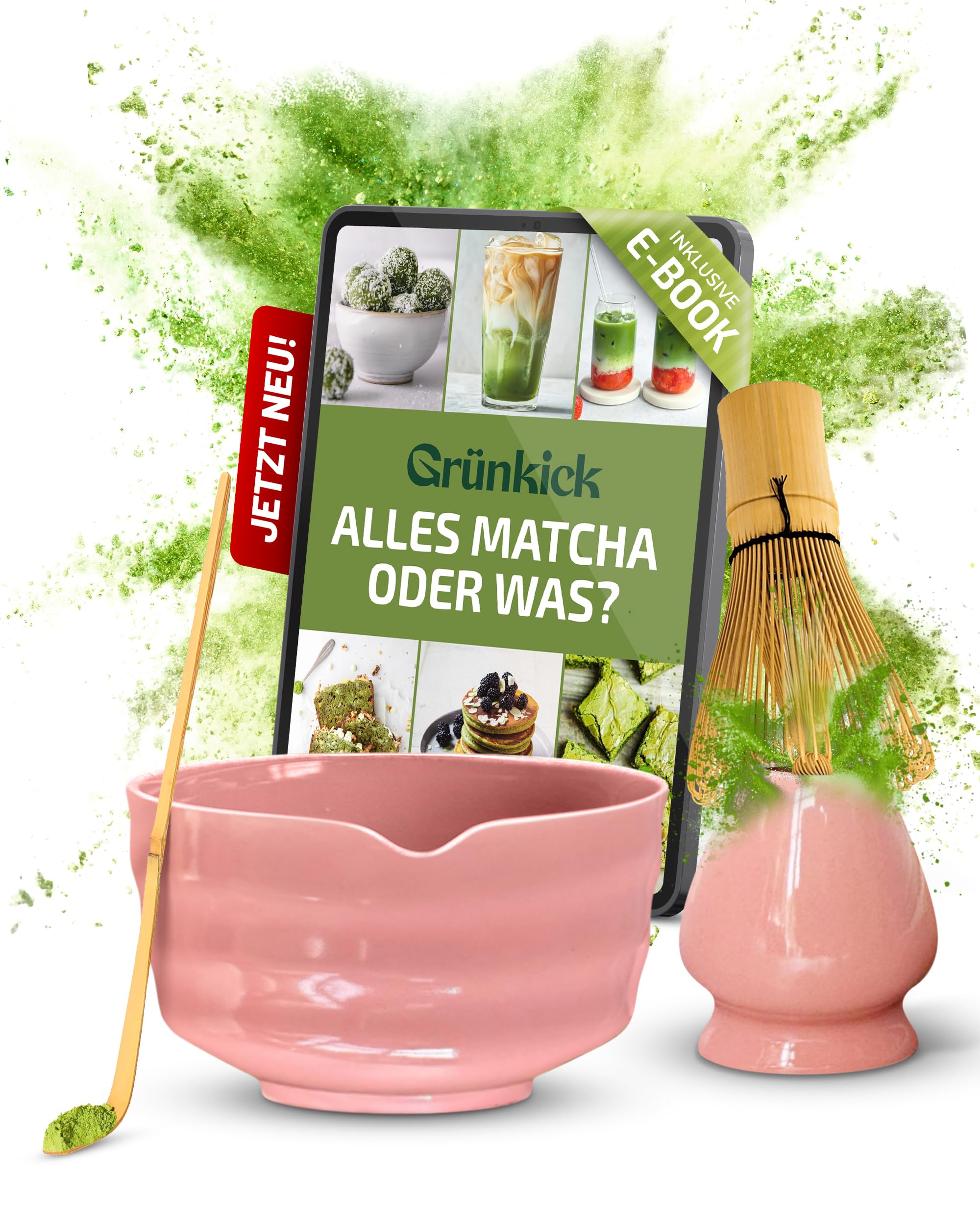 Matcha Set Rosa – Premium Matcha Tee Set mit Matcha Schale, Bambus Matcha Besen & Matcha Zubehör - Japanisches Matcha Set für Teezeremonie & Matcha-Latte (Rosa)