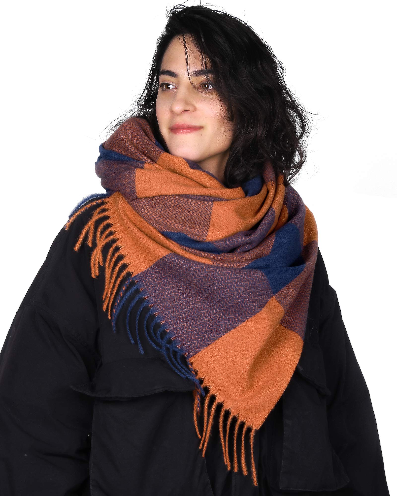 FURTALK100% Lambswool Winter Scarf with Tassels for Women Oversized Scarf Wraps Wool Shawl