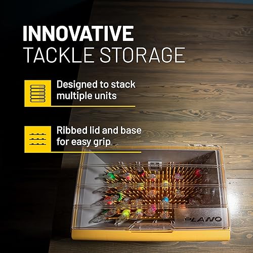 Miniatura 52 de Plano Edge 3700 - Caja de almacenamiento vertical de cebo y cebo espía, gris y amarillo, soporta hasta 52 cebos verticales, caja organizadora