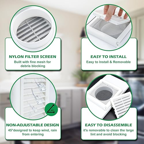 Miniatura 5 de Forestchill Kit de ventana de ventilación para secadora, kit de ventilación de ventana de 4 pulgadas con cubierta de ventilación de secadora, se