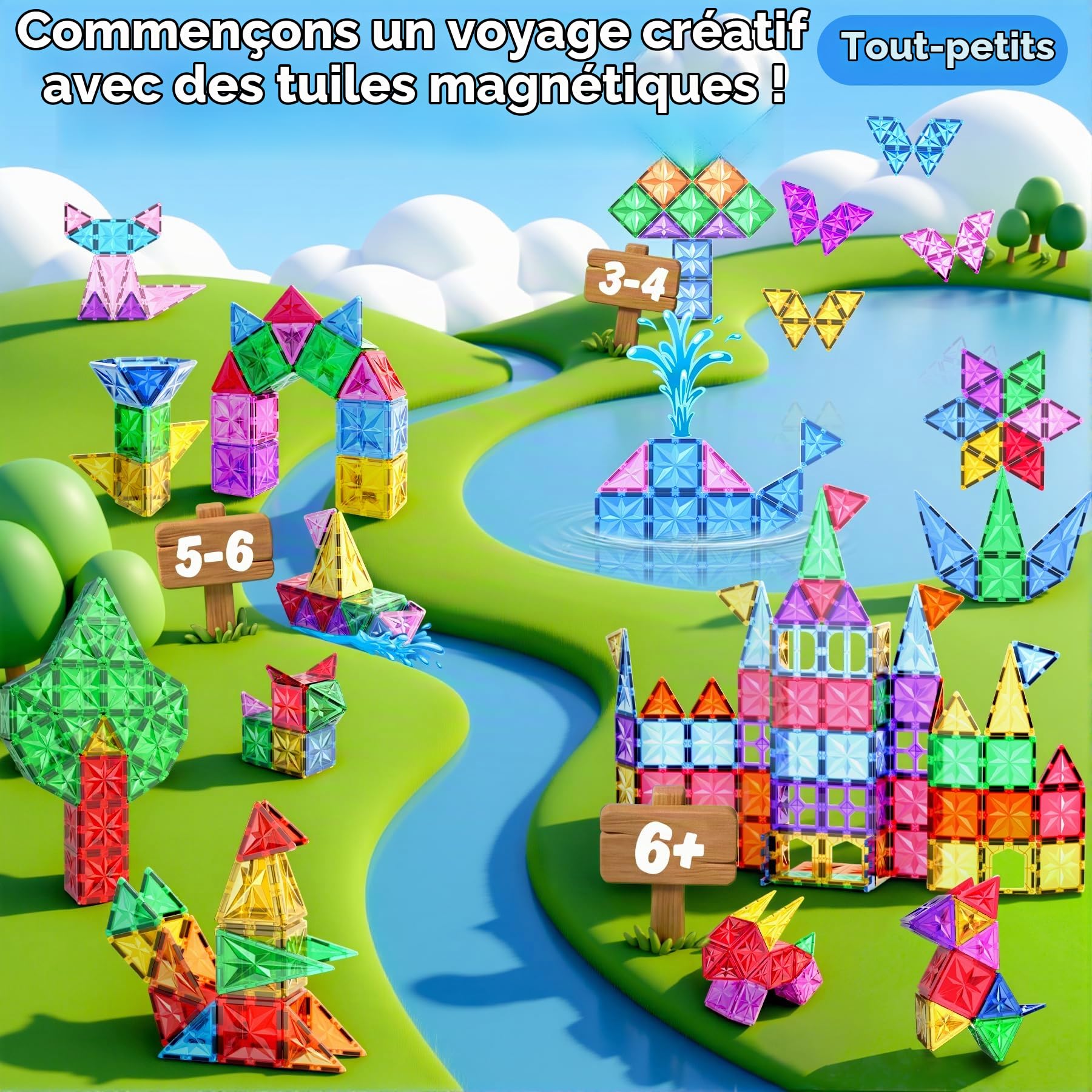 WOOBLO Construction Magnetique,Enfant Jouet Magnétique STEM 3+, Amovible