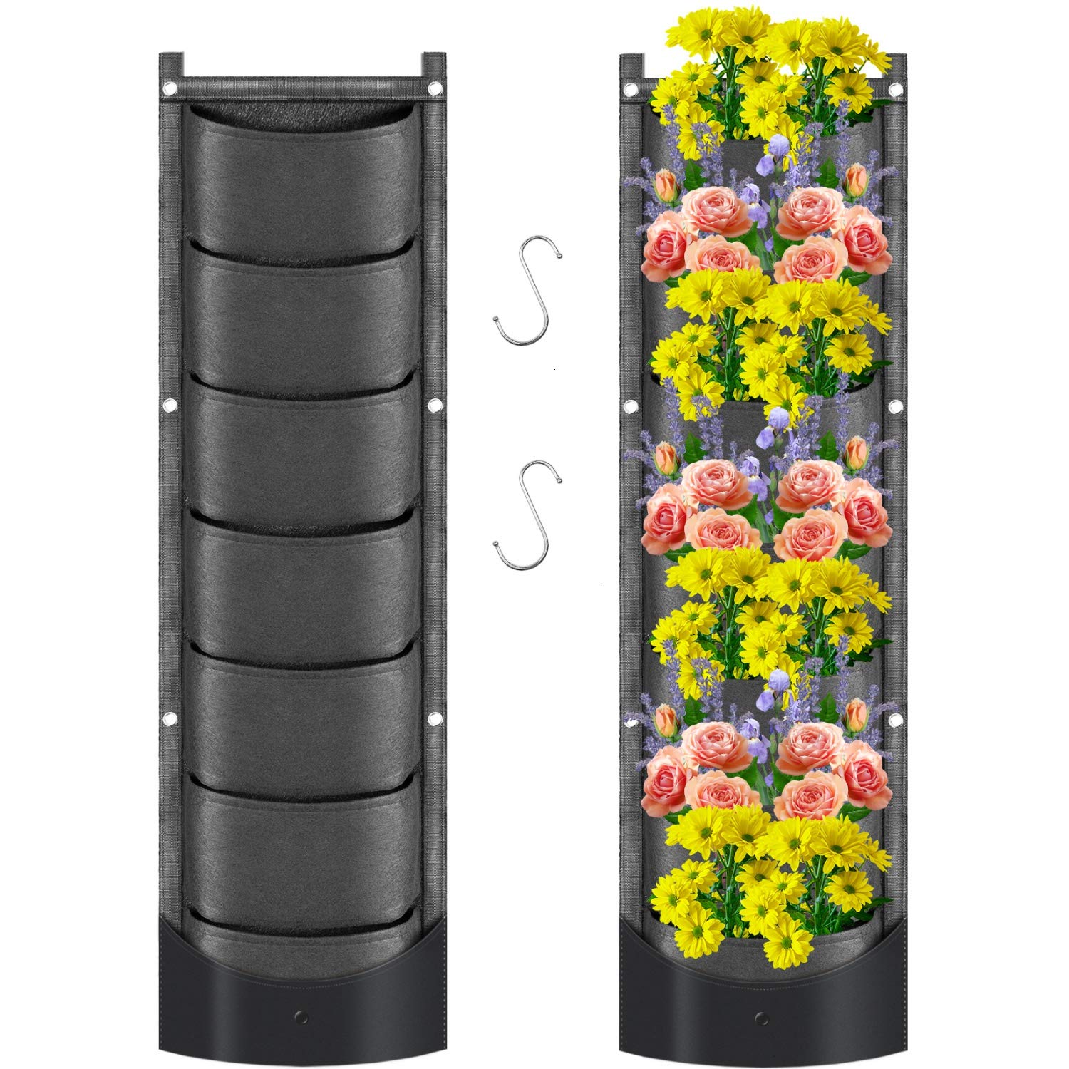 June Fox Vertical Garden Wall Planter with 7 Pockets, New Upgrade Hanging Garden Planter Waterproof Wall Mount Planter, Vertical Garden Planter for Yard Garden Doorway Home Decoration