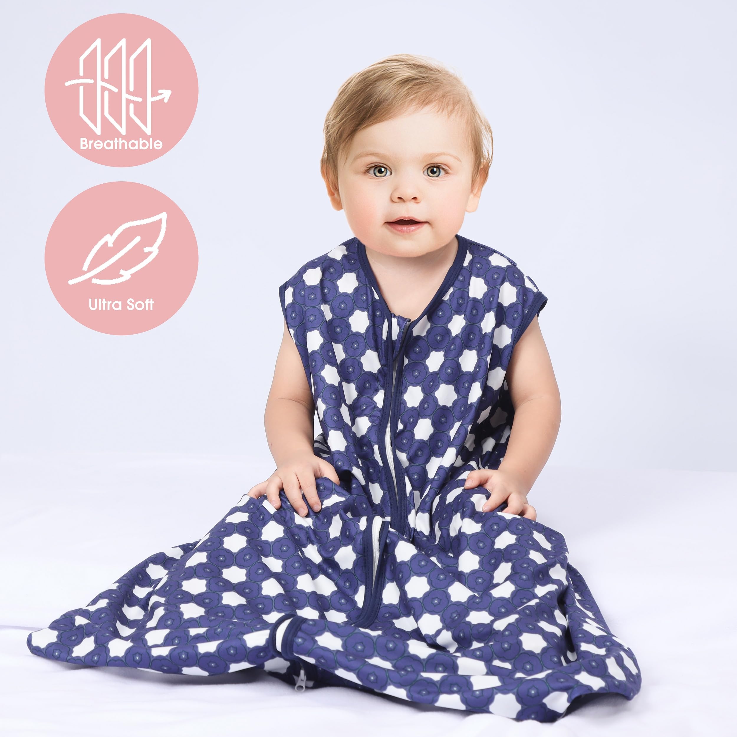 GUNTAIL Baby Sleep Sack 6-12 Months 3 Pack Baby Wearable Blanket 100% Rayon Cotton 2-Way Zipper Toddler Sleeping Sack .Comfy Soft Lightweight TOG 0.3 (Elephant&Dinosaur&Hexagon,)
