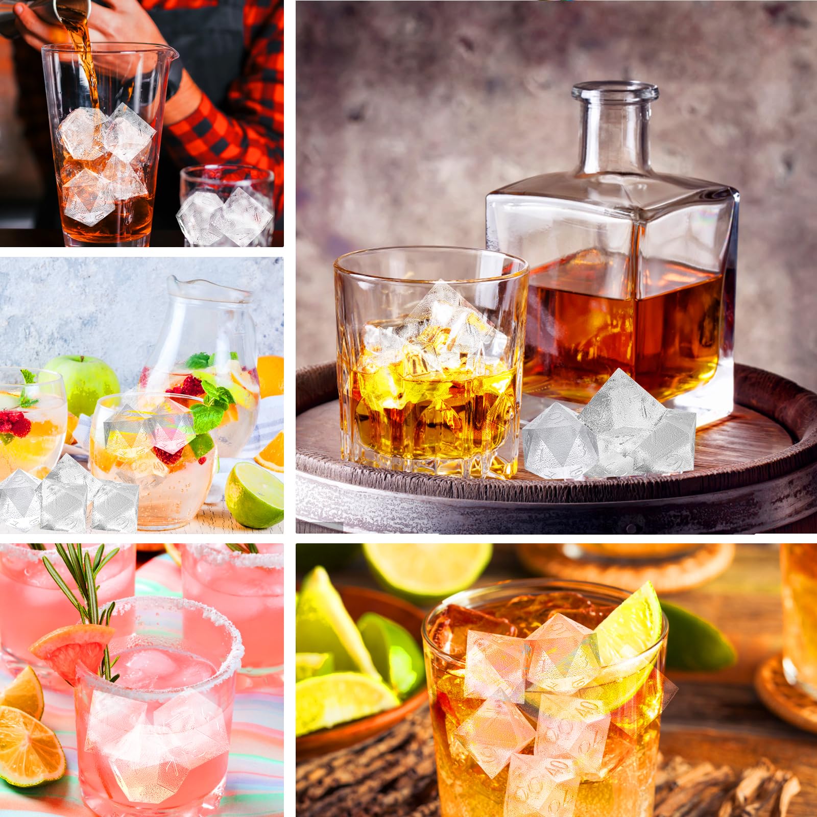 Molde de cubitos de hielo de whisky de 7 formas, dados 3D, accesorios DND para whisky, cóctel, bebida de hielo de verano, divertidos regalos DND para amantes de los juegos de mesa 4