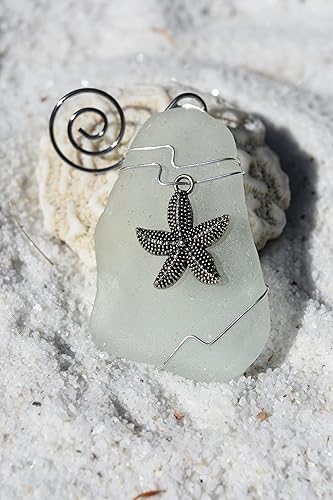 Miniatura 2 de Adorno de cristal marino envuelto en alambre de mano (estrella de mar)
