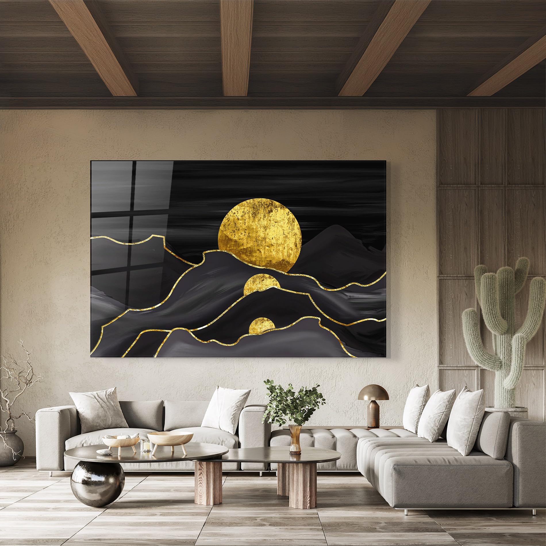 ARTHUB® Moderne impression sur verre 60x100 cm, 4mm verre trempé | Tableau en verre salon et chambre, Décoration murale moderne, Décoration intérieure, paysages, Black Moutains