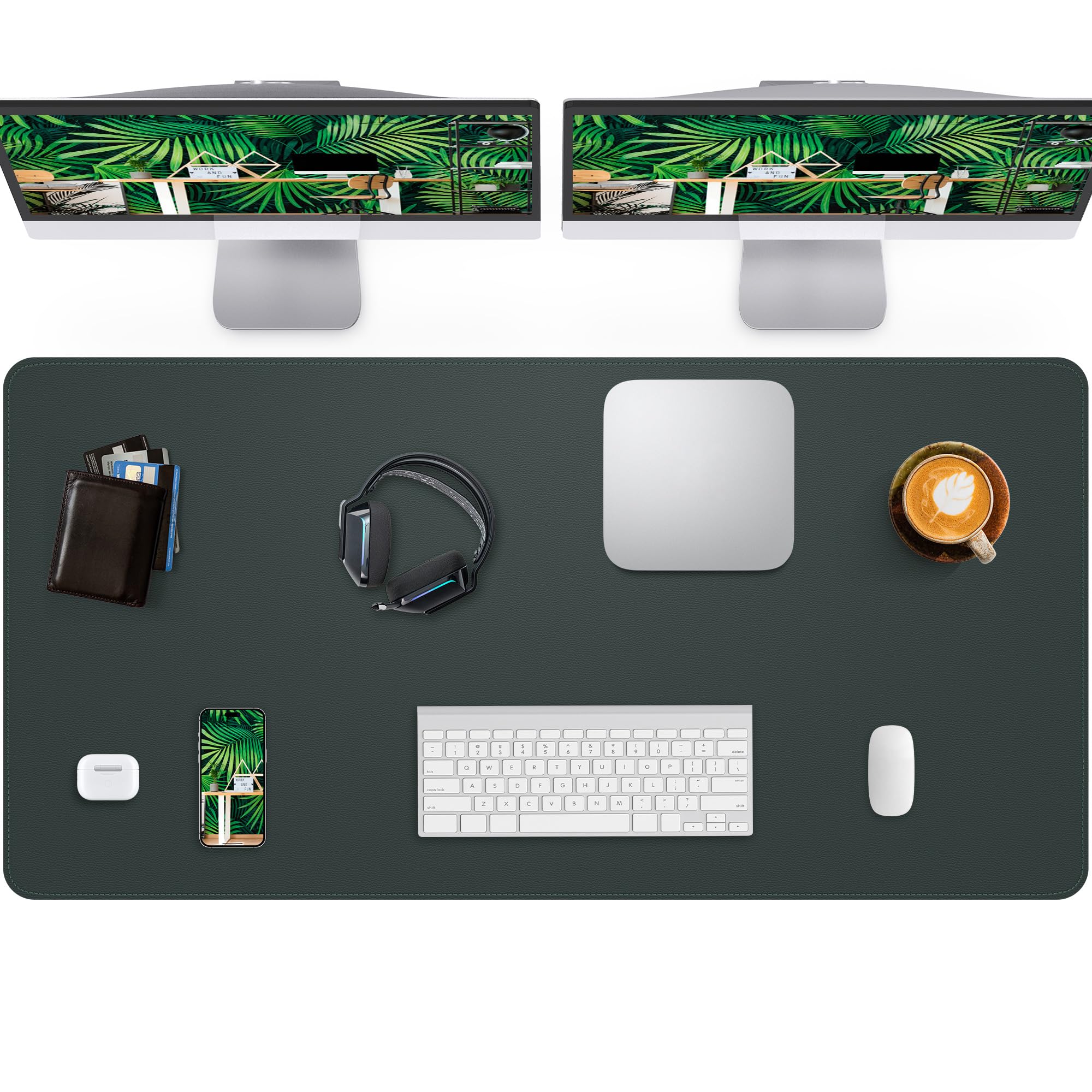 CEBOWA Large Desk Pad Mat - Waterproof Mouse Pad & Desk Protector, Non-Slip XL PU Leather Gaming Mat for Keyboard/Mouse, Stitched Edge with Ergonomic