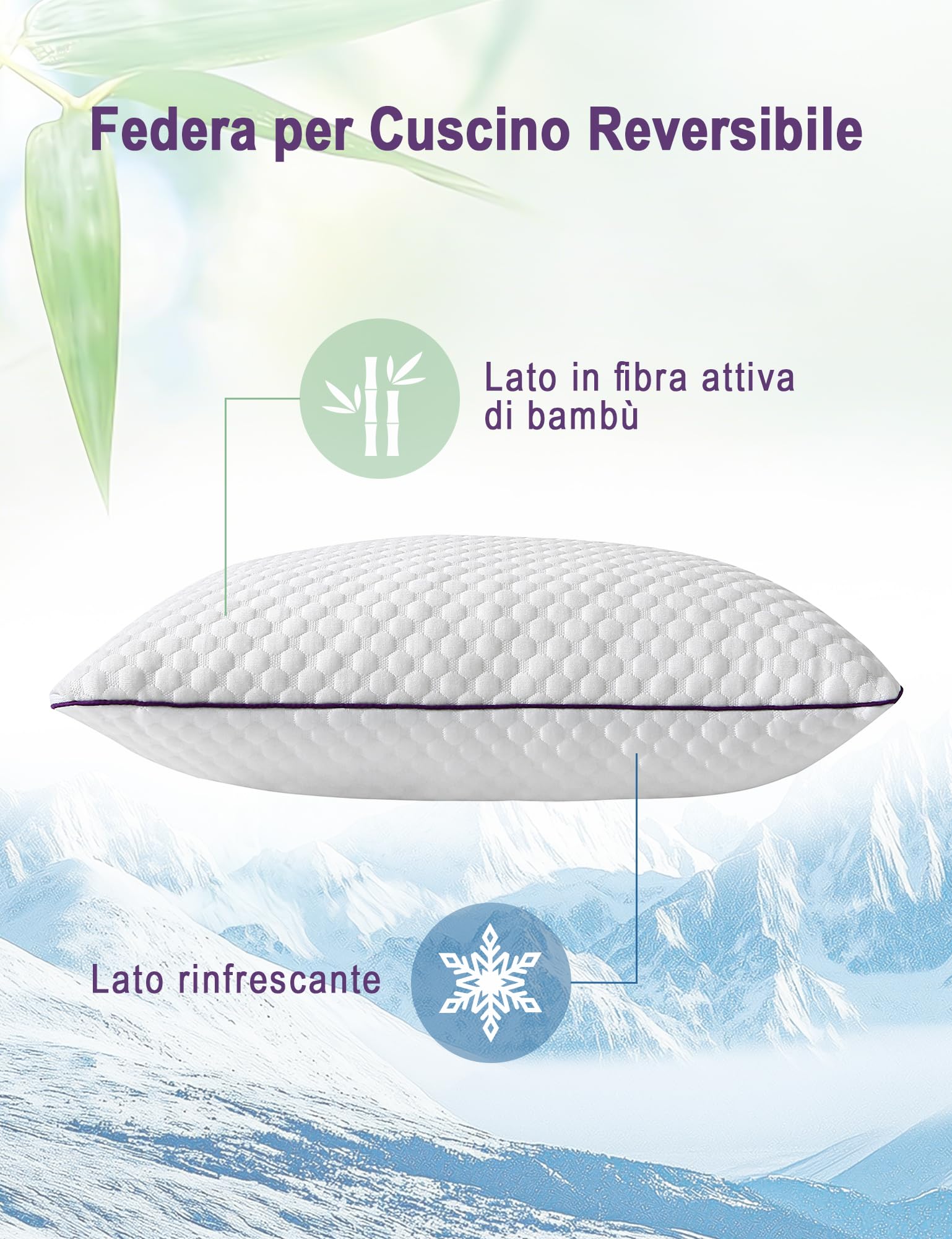 Cuscini 50 × 70 cm Set di 1– Cuscini Ergonomici in Memory Foam | Altezza Regolabile con Cerniera, per Tutte le Posizioni di Sonno e Utilizzo in Ogni Stagione