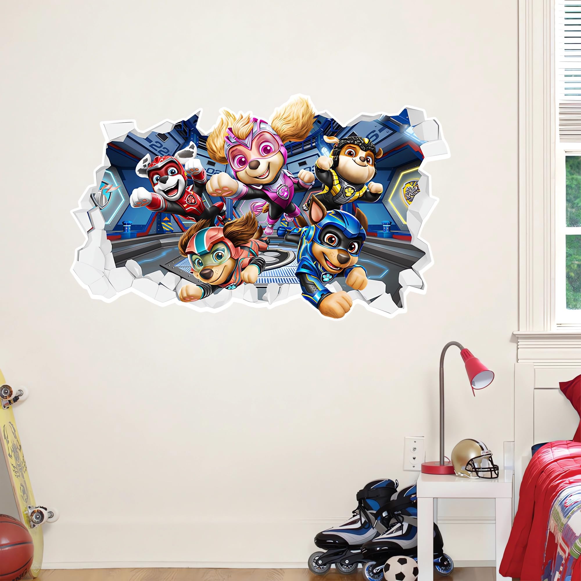 Autocollant mural 3D Pat' Patrouille pour chambre d'enfant, chambre d'enfant, bébé, décoration murale, poster autocollant de dessin animé