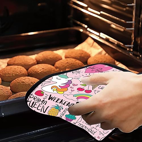 Miniatura 7 de Juego de 2 soportes para ollas de unicornio de flamenco rosa, resistentes al calor y antideslizantes, almohadillas calientes para horno de dibujo,