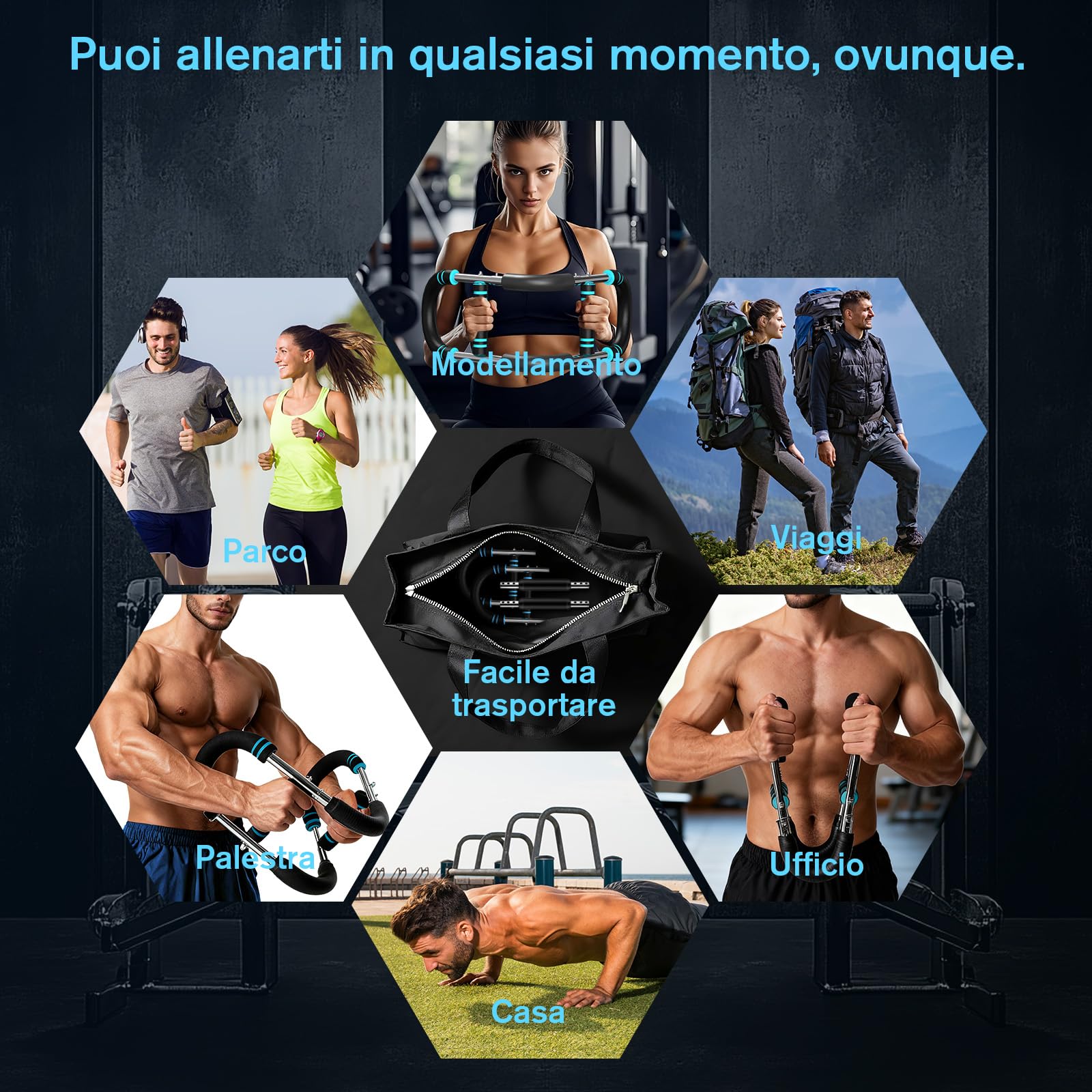 Twister Arm Trainer, U-VKK allenatore per braccia regolabile su 5 livelli e allenatore per petto (30-50kg) , per l'allenamento Muscolare di Spalle e avambracci Portatile attrezzi palestra casa