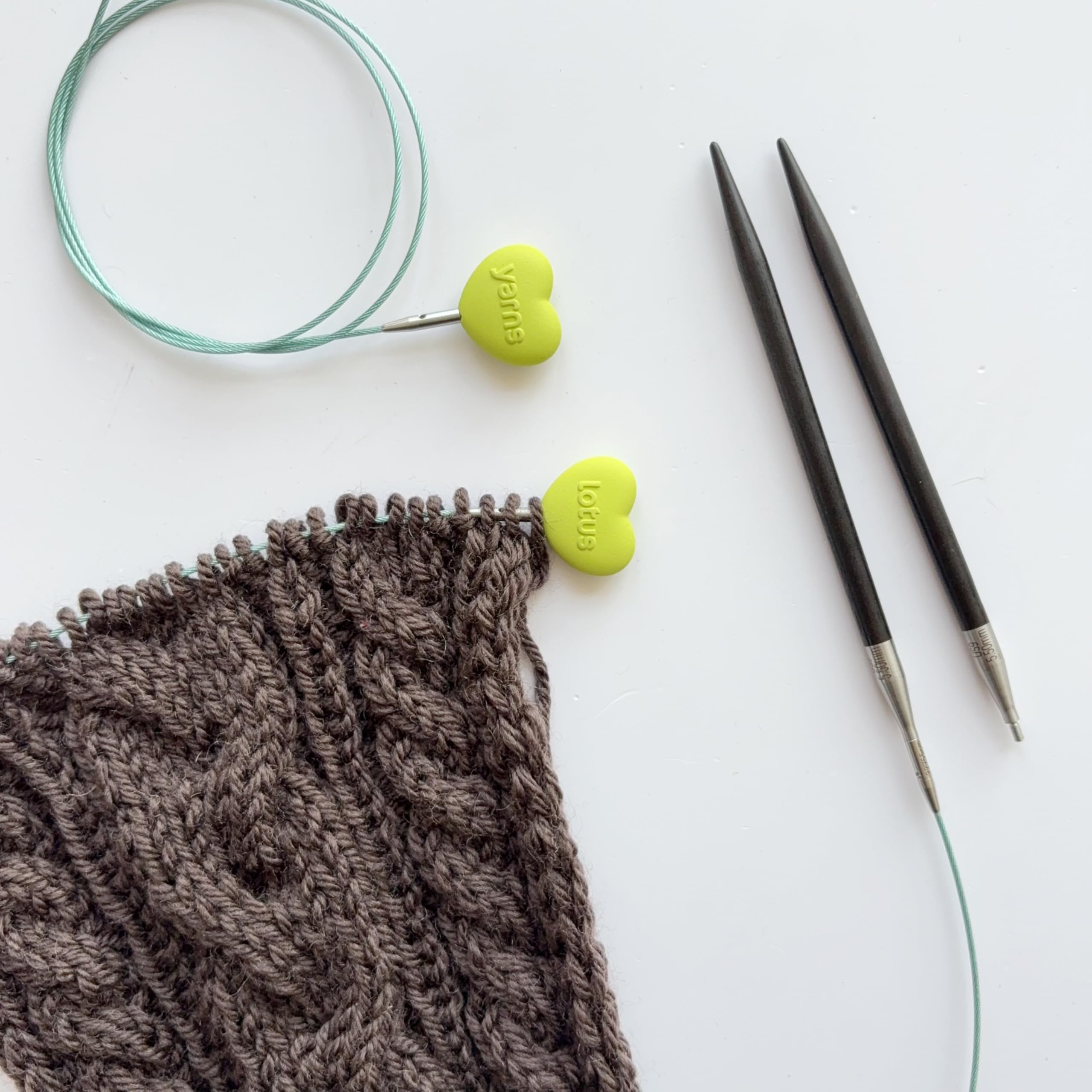 Lotus Yarns Tamir Austauschbare Rundstricknadeln, 10 Paar 11,5 cm (2,75–6,00 mm) Ebenholzspitzen mit 4 Drehschnüre, Zubehör in einem Echtlederetui