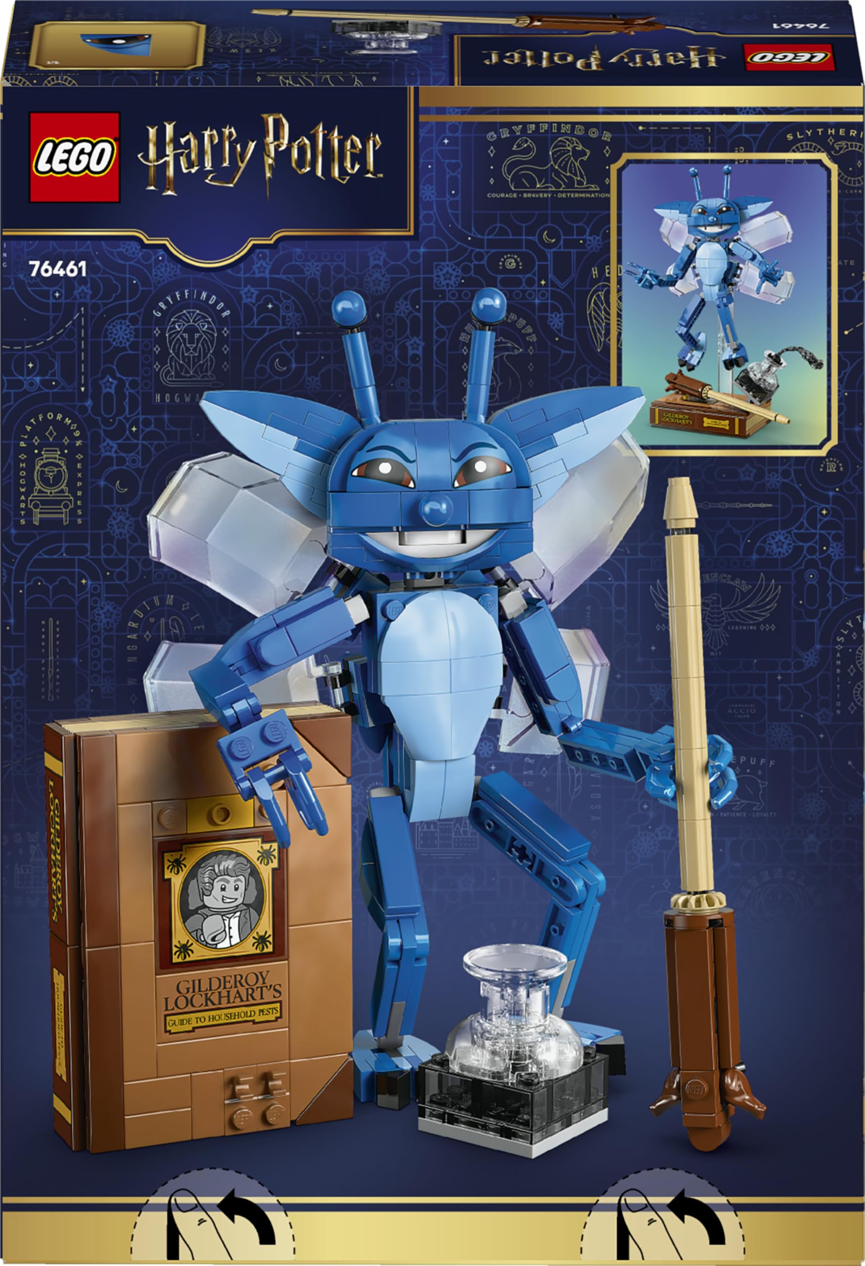 LEGO Harry Potter Folletto della Cornovaglia Giocattolo - Action Figure Decorativa per Cameretta o Scrivania con Libro e Bacchetta di Gilderoy Lockhart - Regalo per Bambine e Bambini da 8 Anni - 76461