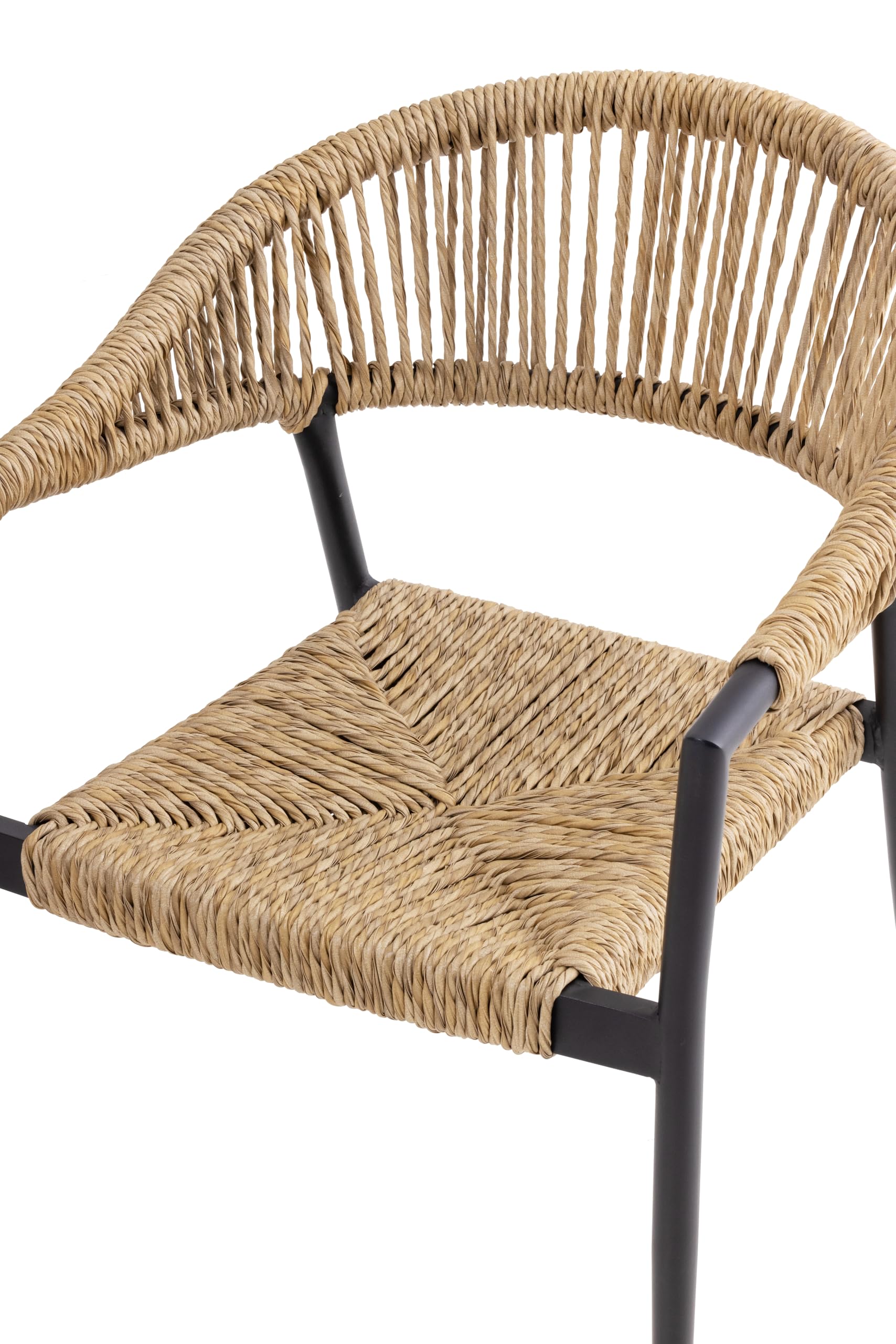 METRO Professional Fauteuil de terrasse Lario, Rotin PE/Aluminium, 57 x 64 x 79 cm, Résistant aux intempéries, avec Accoudoirs, Beige/Noir