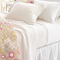 Vista 2 de Pine Cone Hill Falda de cama clásica con volantes, tamaño individual, patrón sólido blanco