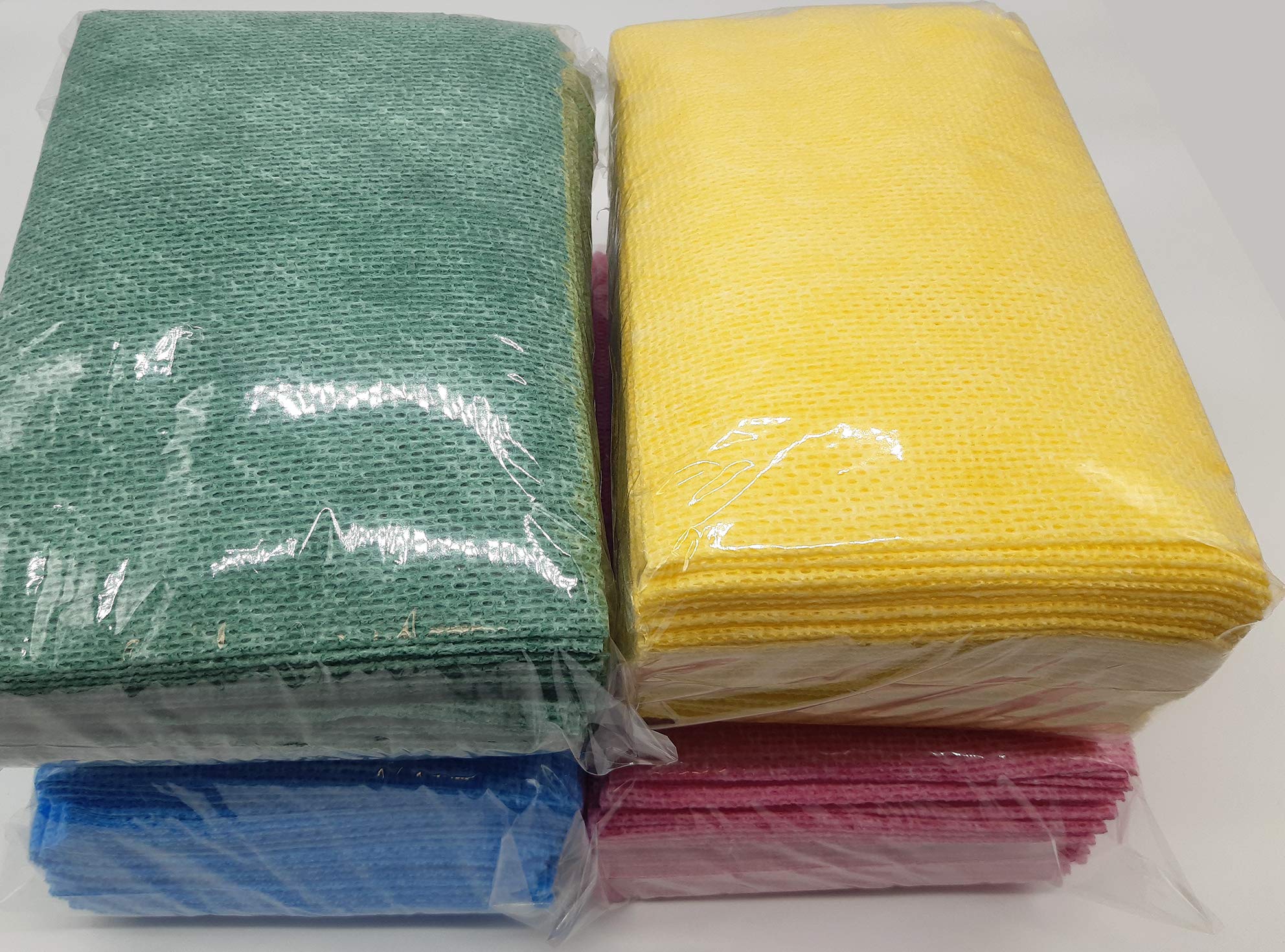 DSTOCK60-100 LAVETTES HACCP NON TISSÉES AJOURÉES 50 X 35 CM - (LOT DE 25 ROUGES - 25 BLEUES - 25 JAUNES- 25 VERTES) ANTIBACTERIENNE - GRANDE CAPACITÉ D'ABSORPTION - NETTOYAGE - HYGIÈNE