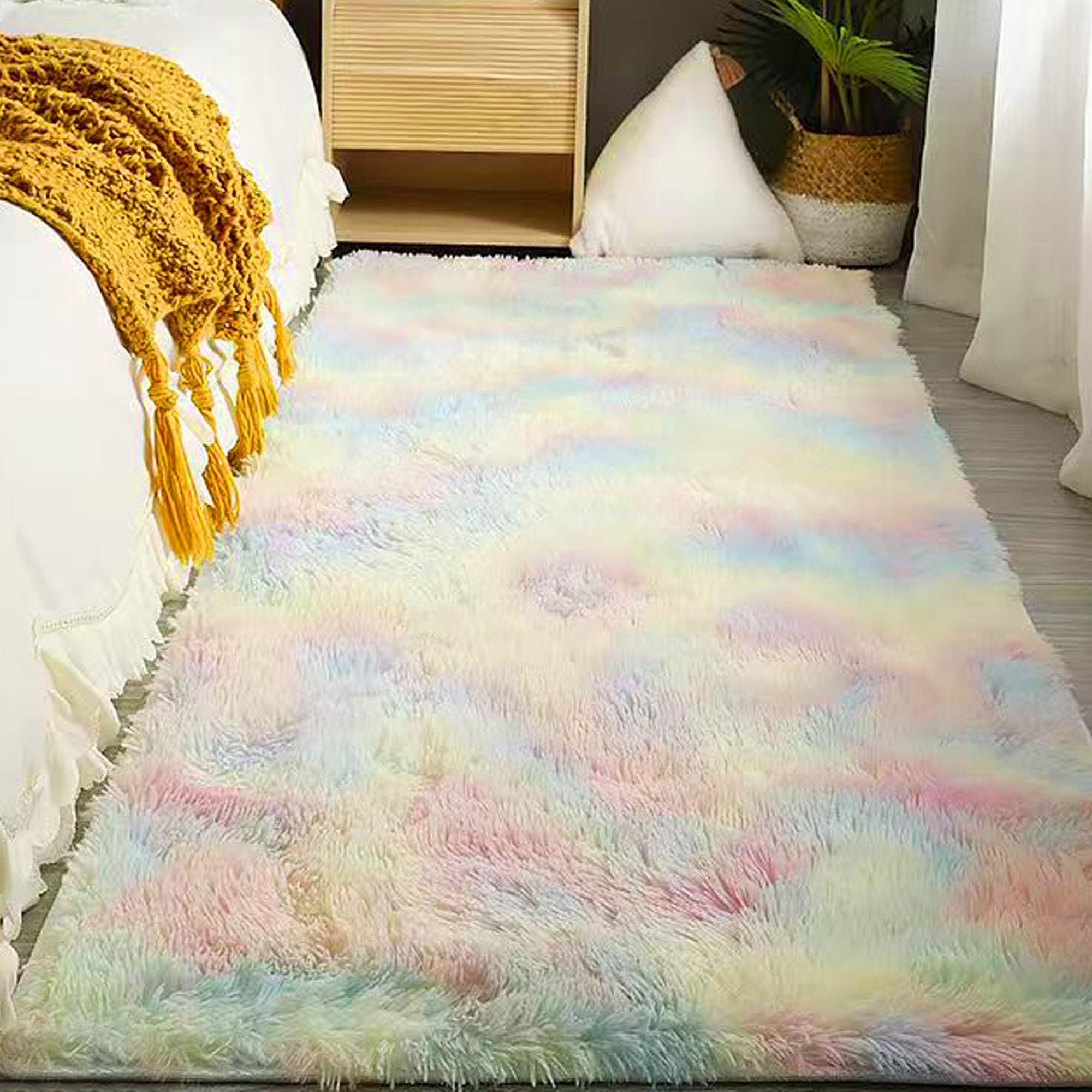 Descente de lit chambre adulte tapis shaggy 200 x 270 cm