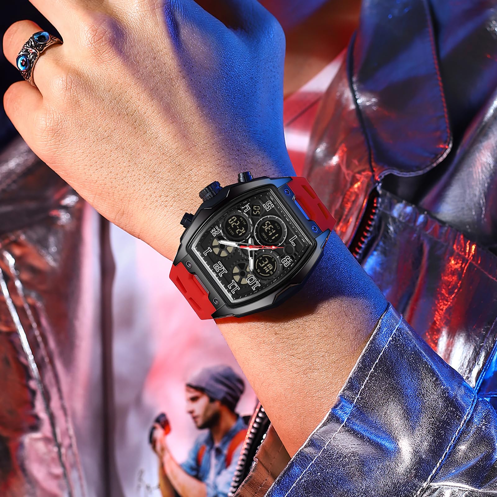 findtime Orologio da polso da uomo grande rettangolare orologio da uomo sportivo cronografo data impermeabile militare designer orologi per uomini cinturino in silicone bianco