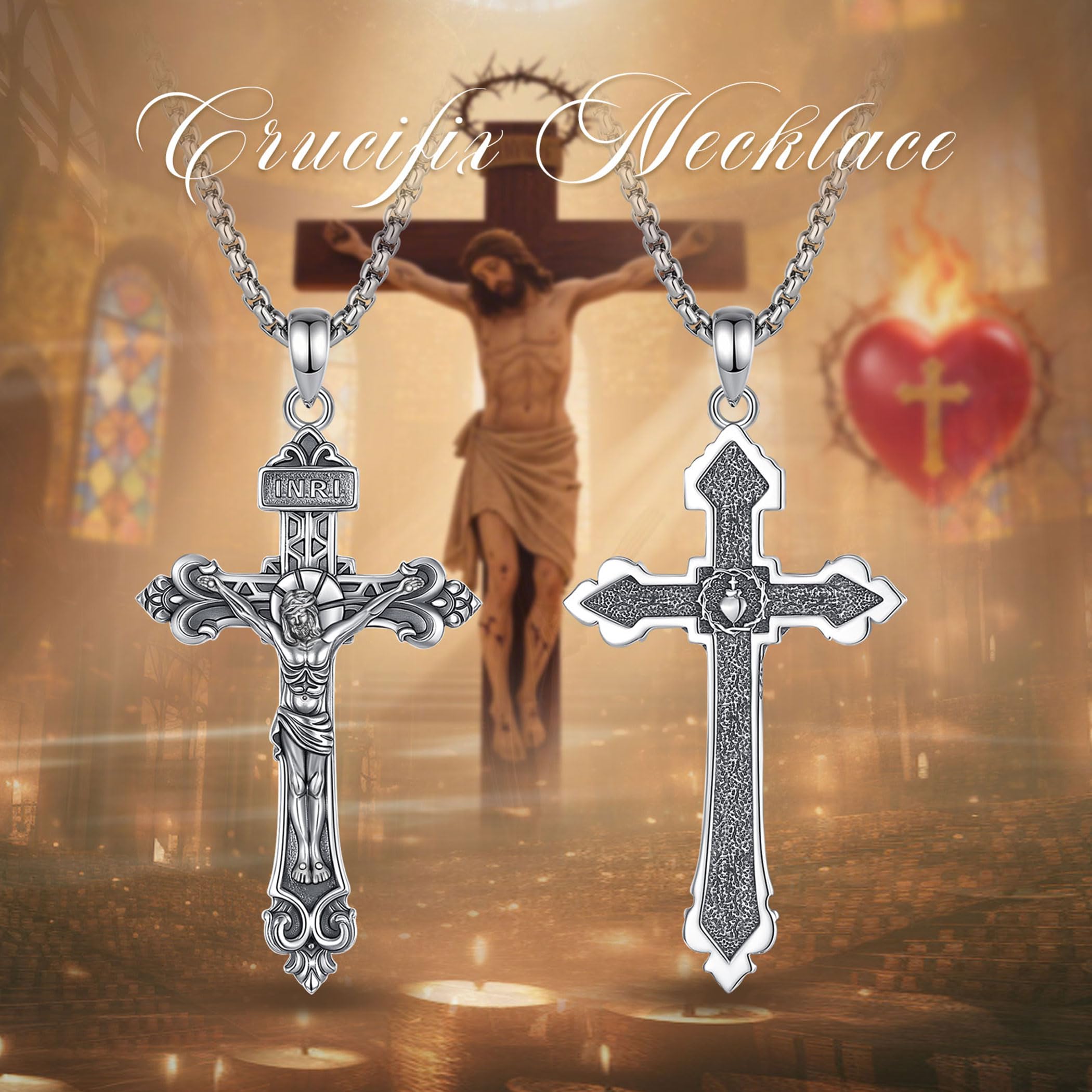 AEONSLOVE Medaglia Madonna Miracolosa Argento 925 Collana Croce di San Benedetto/Croce Ortodossa/Crocifisso per Uomo Donna, Ciondolo San Michele Arcangelo/Cristoforo, Gioielli Religiosi