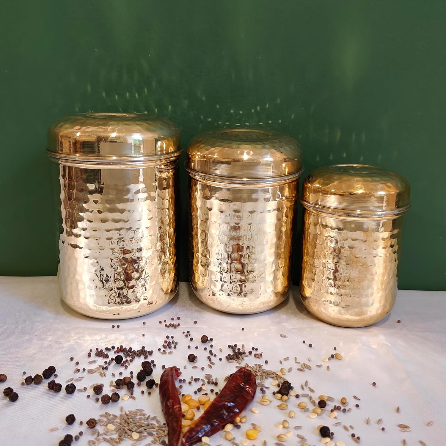Container Dappa Buy Zishta - Brass Storage Canister Hammered|Dappa|Brass Katordaan ...
