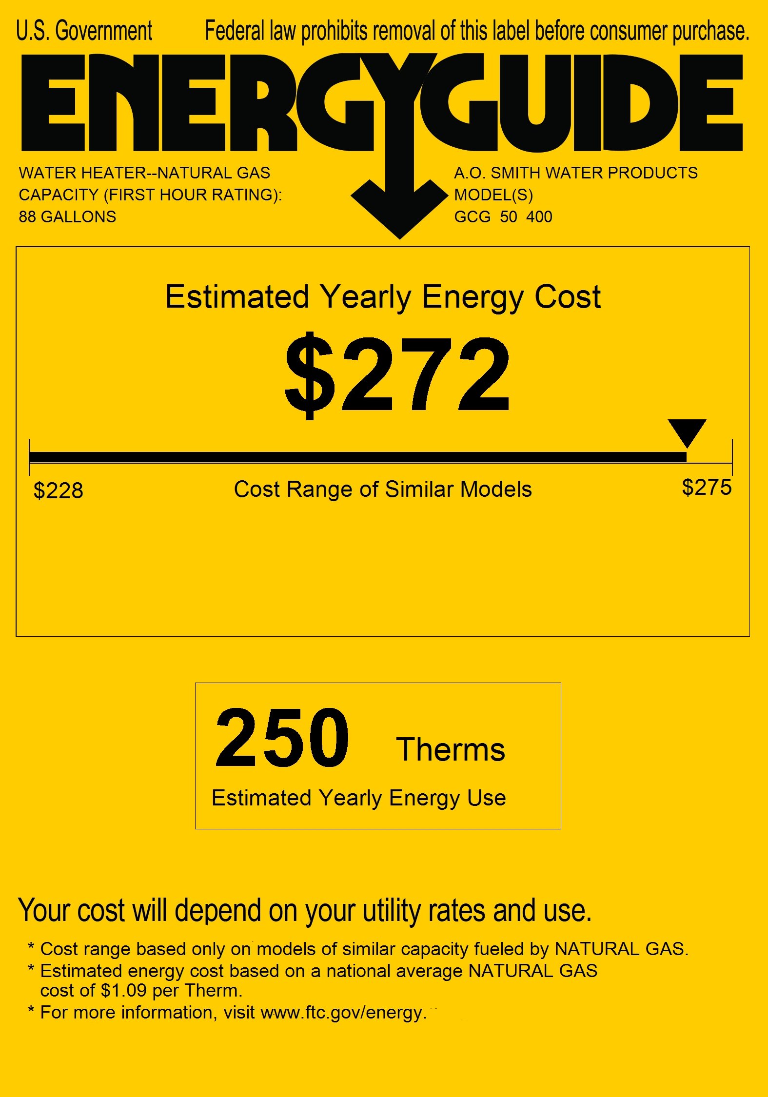 A.O. Smith GCG-50 ProMax Tall Gas Water Heater, 50 gal, Water Heaters -  Amazon Canada