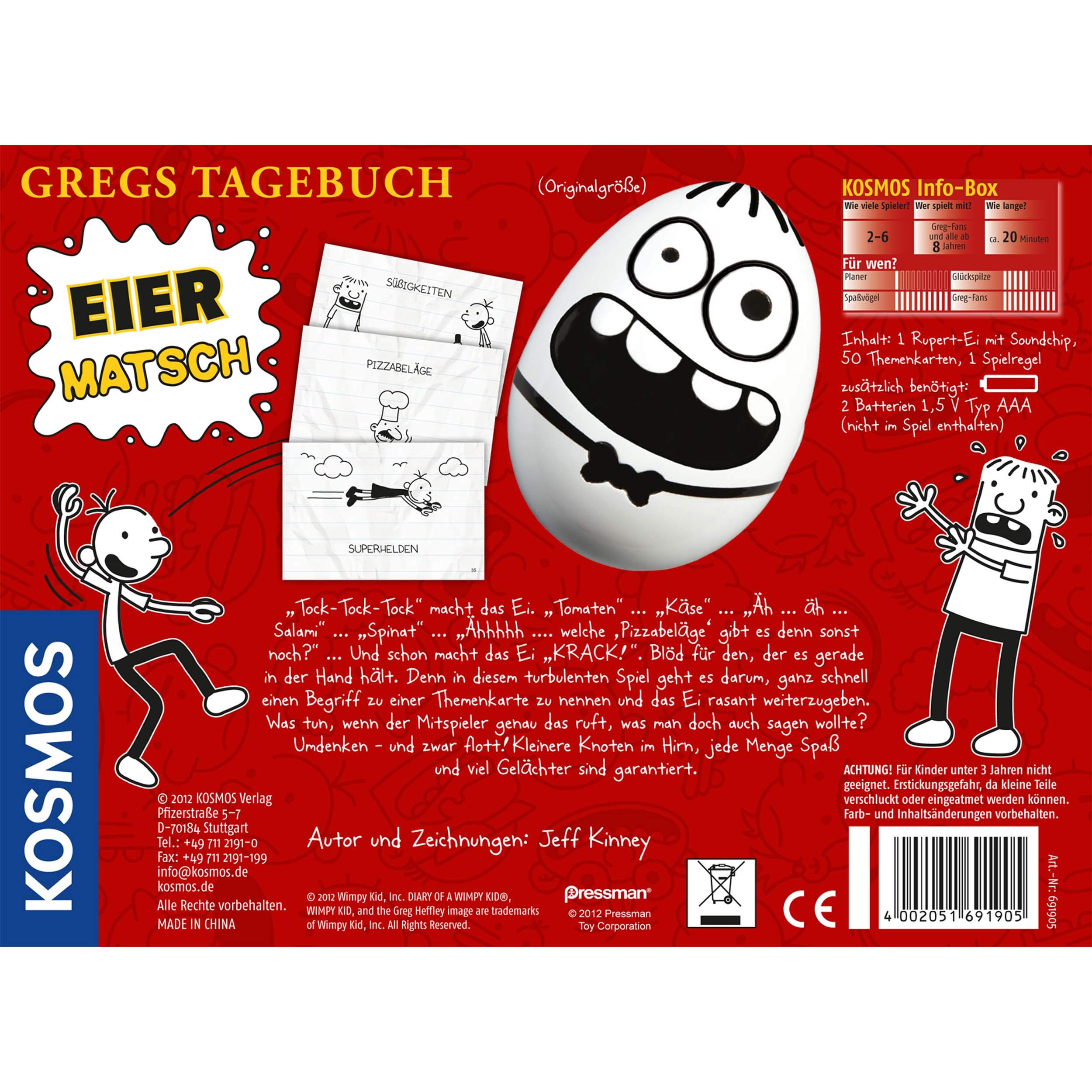 KOSMOS 691905 Gregs Tagebuch - Eier-Matsch, Gregs Tagebuch Spiel für 2-6 Spieler ab 8 Jahren, actionreiches lustiges Spiel