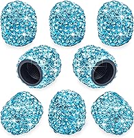 Vista 31 de 8 tapas de válvula de vástago de neumático con diamantes de cristal, a prueba de polvo, tapas universales para válvulas de neumáticos para Negro