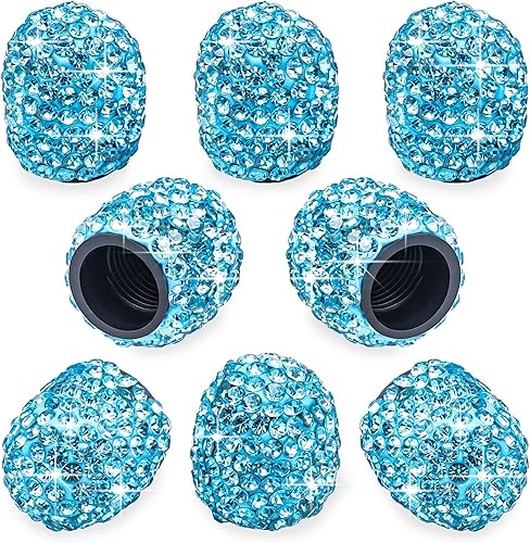 Vista 127 de 4 tapas de válvula de vástago de neumático con diamantes de cristal brillante, a prueba de polvo, tapas universales para válvulas de neumáticos