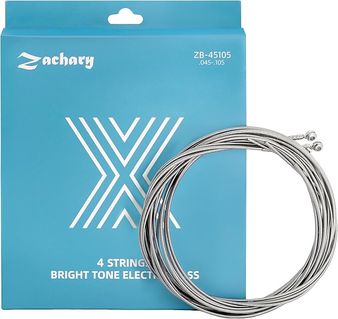 Bass Guitar Strings 4 Strings Guitar Accessories Bass Instrument Accessories Bass Strings Guitar Replacement Set Nickel Alloy Wound Plated Steel with Coating 1Pack (4-String,45-105)