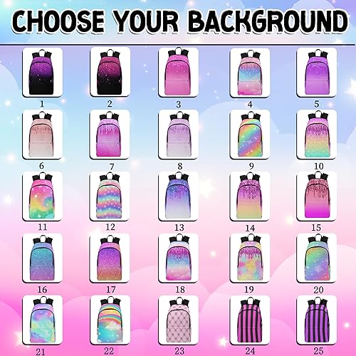 Miniatura 2 de InterestPrint Juego de bolsas escolares personalizadas para niñas, mochila colorida personalizada, bolsa de almuerzo, mochila personalizada para