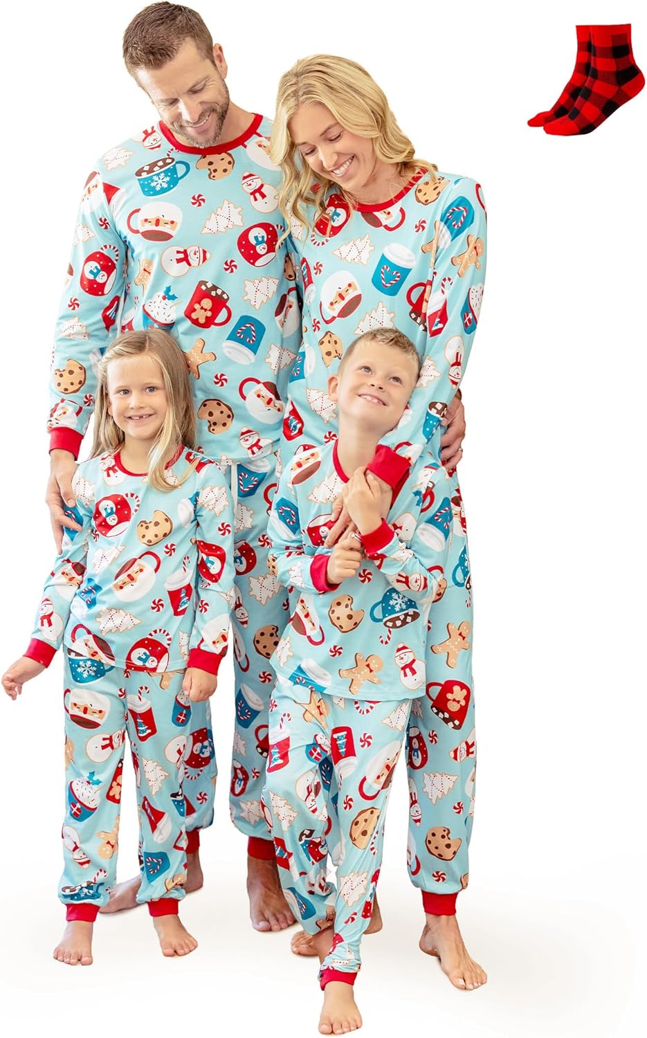 PATPAT Christmas Family Matching Pajama Sets Includes Christmas Socks - Perfect for Family Photos & Holiday Celebrations