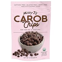 Vista 9 de Missy J's Chips de algarroba orgánicas de 8 onzas, paquete de 6 unidades, hechas con algarroba con azúcar de coco, vegano y sin gluten, sustituto