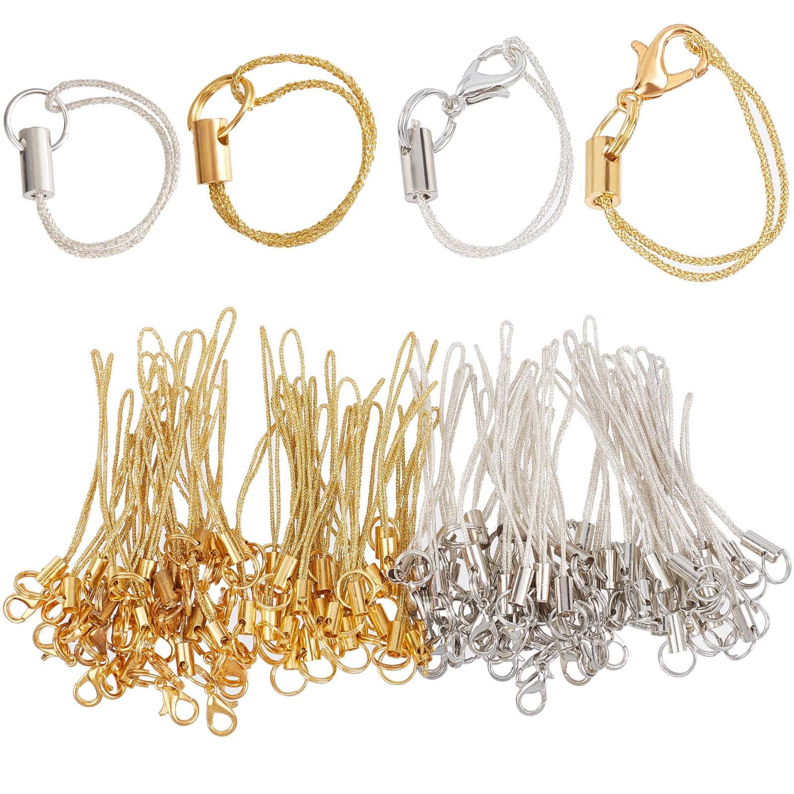 GORGECRAFT 100 PCS Sangle Charme Téléphone - Porte-Clés Cordons 2 Couleurs Noir/Blanc