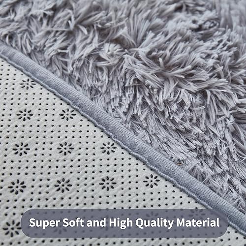 Miniatura 5 de Alfombra peluda para interiores, moderna, de felpa, esponjosa, antideslizante, súper suave y mullida, lavable para dormitorio, sala de estar,