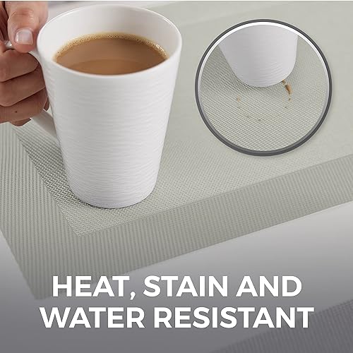 Miniatura 3 de Home Genie Juego de 6 manteles individuales de mesa de comedor y forro no adhesivo para cajones y estantes, los manteles individuales son de 18 x 12