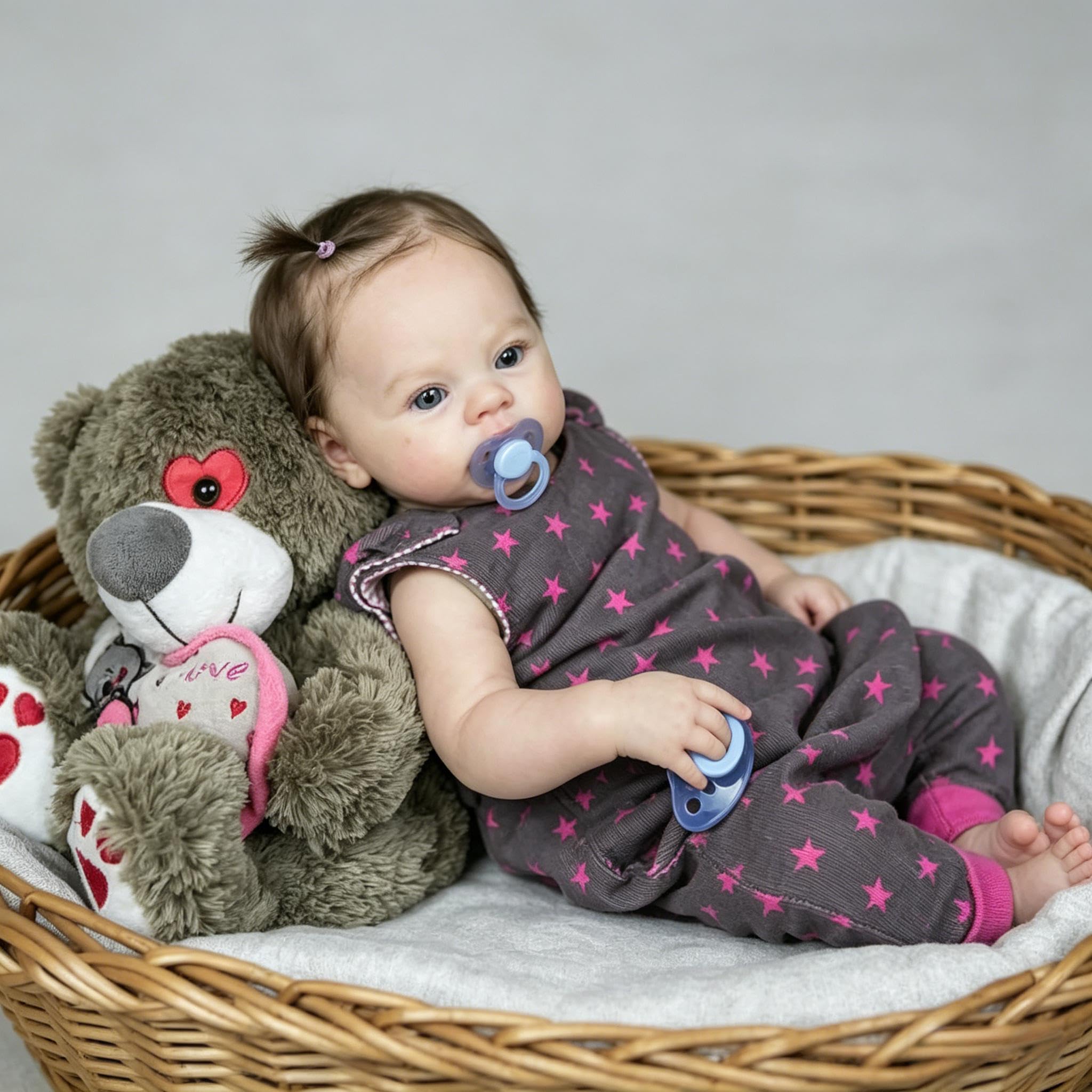 RXDOLL Reborn Baby Dolls silikonowe winylowe na całe ciało, 45 cm, realistyczna lalka niemowlęca, realistyczne, noworodki, wyglądające jak prawdziwe życie, pełne silikonowe lalki Reborn z niebieskimi