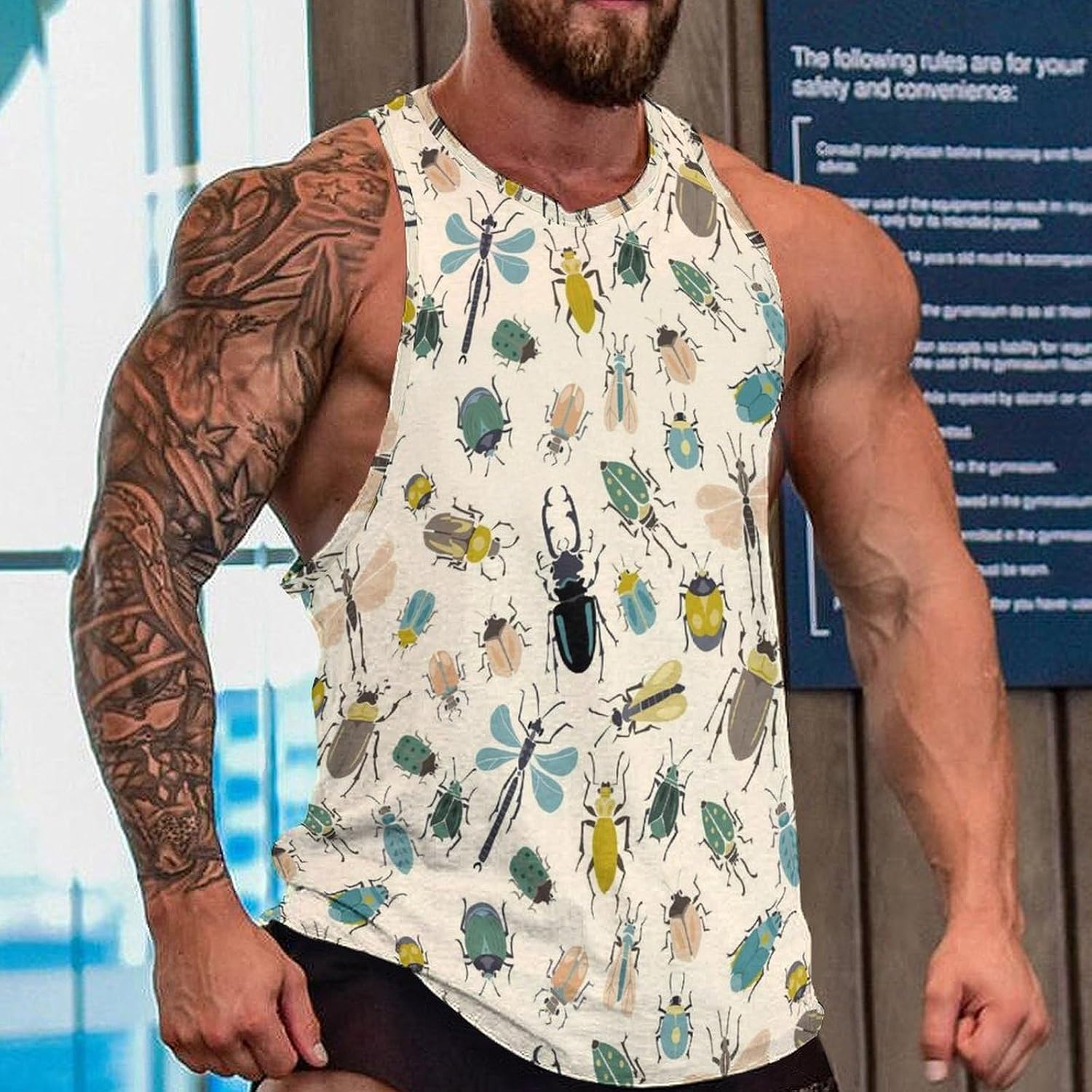 Insect Mens Tank Tops Sleeveless Muscle Shirts Beach Casual Gym Shirt Vest Tee Tops