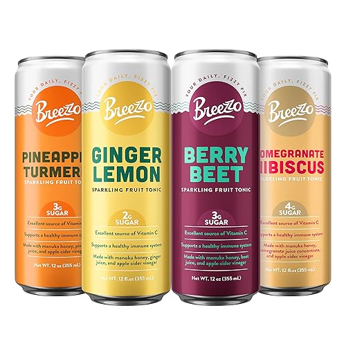 Miniatura 7 de Breezzo Tónico de fruta espumosa de piña y cúrcuma 12 onzas líquidas paquete de 12  Refuerzo de la inmunidad excelente fuente de vitamina C