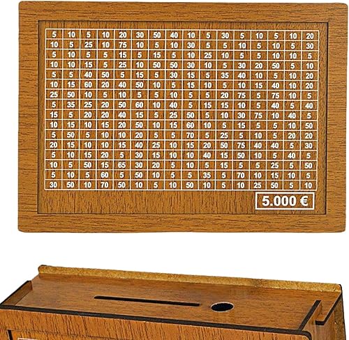 Miniatura 4 de Caja de dinero de madera de estilo retro con hucha hecha a mano para niños que ahorran dinero, alcancía, 5000 euros