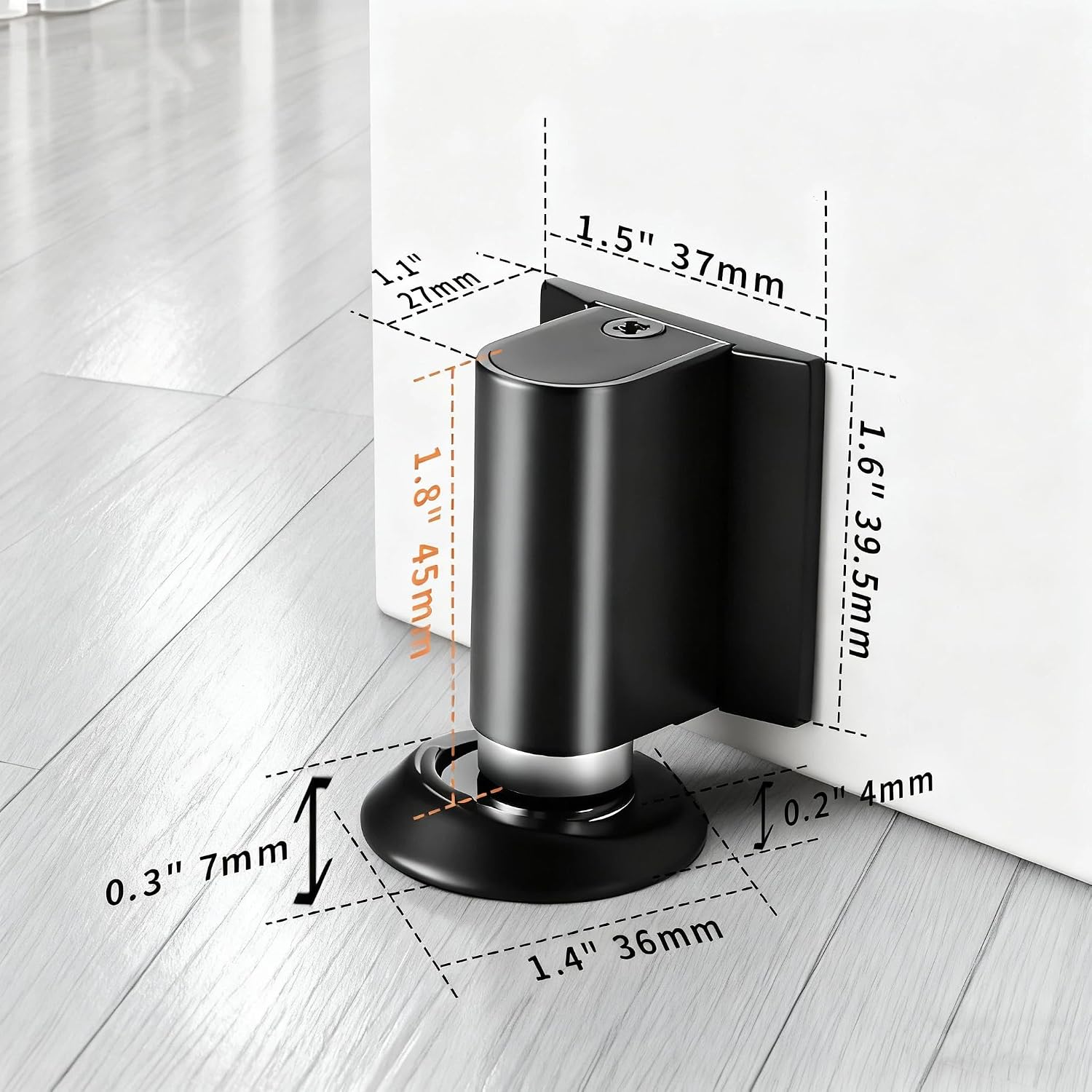 2 Pack Magnetic Door Stopper Bottom of Door Holder No Drilling Mount Floor Door Stop with Screws and Adhesive Catch Door Heavy Duty Magnetic Doors Catch Holder to Keep Doors Open (Black-2 Pack)
