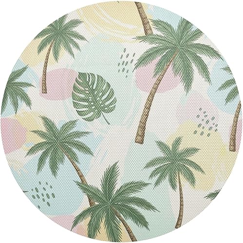 Painted Palm Trees Tropical Leaves Placemat, Non Slip Heat Resistant Dinner Mat for Kitchen one sizex1