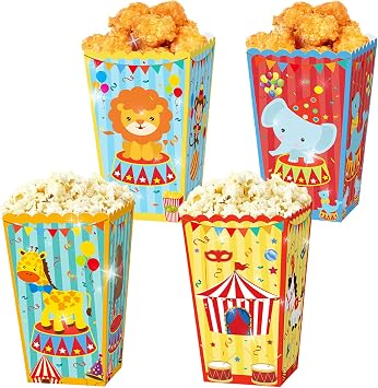 BACH AND BOUJEE 12Pcs Carnival Popcorn Boxes Circus Party Favors Goodie Gift Bags Carnival Theme Party Decorations Circus Birthday Party Supplies