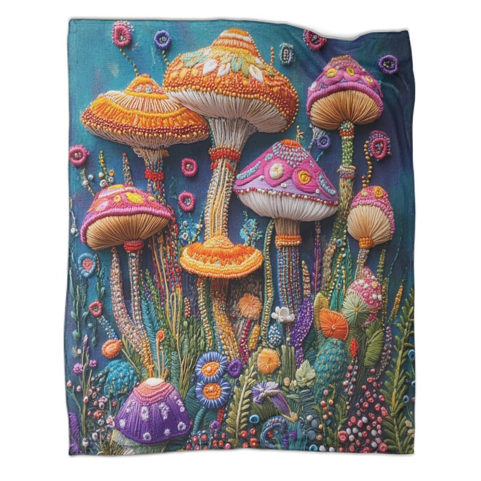 OFLAMIRUX Mushroom 3D Design Flannel Throw Blanket Bed Fungus Blanket Super Soft Cozy Blanket Throw Over for Bed, Sofa Birthday Christmas Thanksgiving Gift 80x90inch(200x230cm)