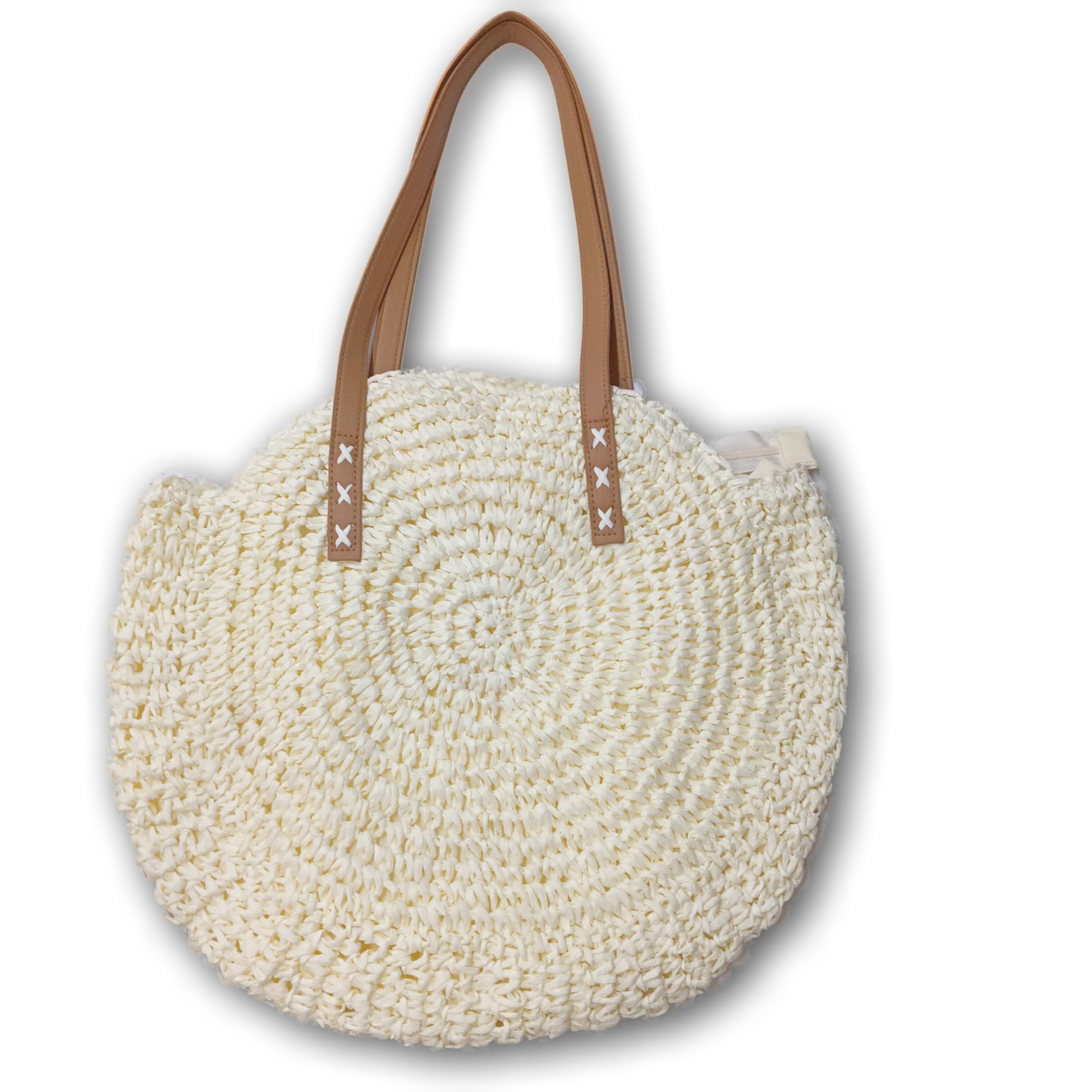 Straw Wicker Handmade Boho Summer Beach Round Shoulder Bag Evil Eye 44.3 x 5.7 x 33.3 Centimeters-picture-40
