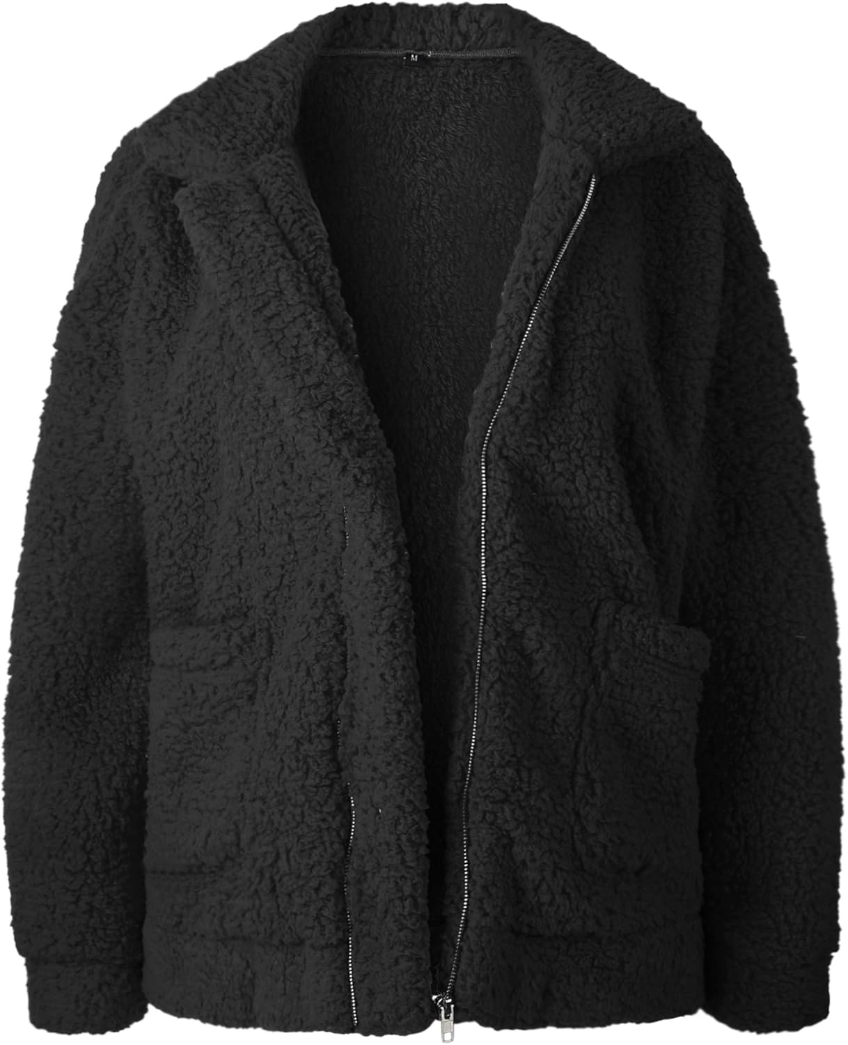 ECOWISH Women Jacket Winter Coat - 2025 Fur Fleece Long Sleeve Sherpa Faux Fuzzy Fall Teddy Fluffy Zip Lapel Outfits - Image 6