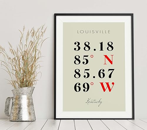 Miniatura 6 de Mapa de Louisville, Kentucky, Coordenadas Multilíneas de Colores (16x20)