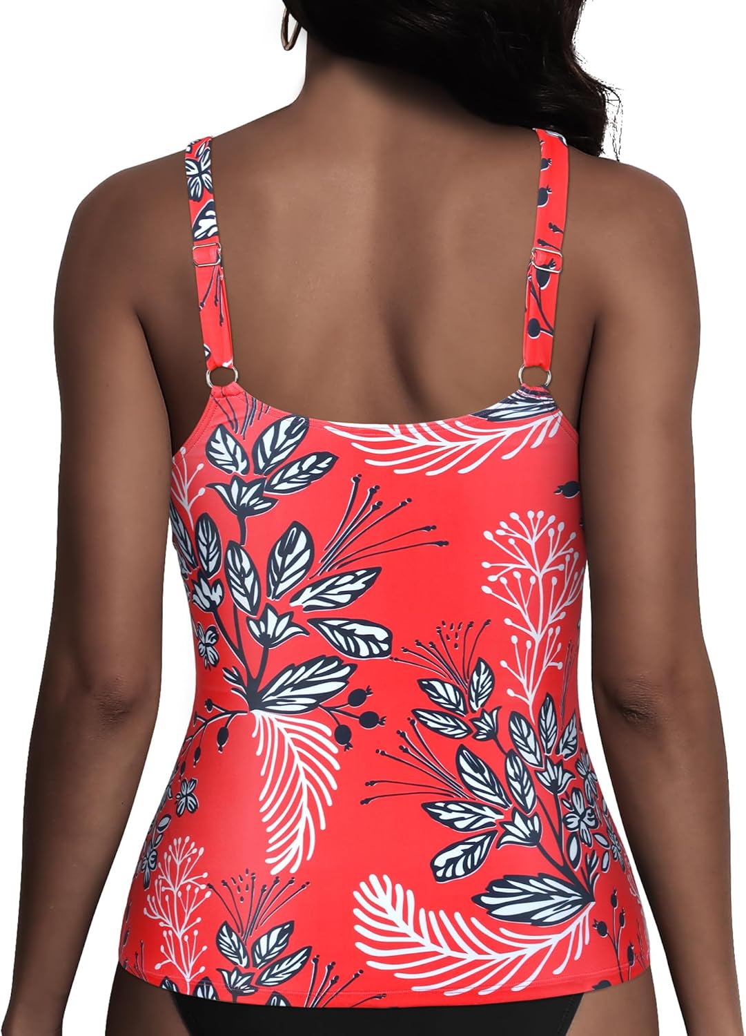 Firpearl Women's Underwire Tankini Top Only V Neck Modest Swimsuits Ruched Tummy Control Bathing Suit Tops - Image 3