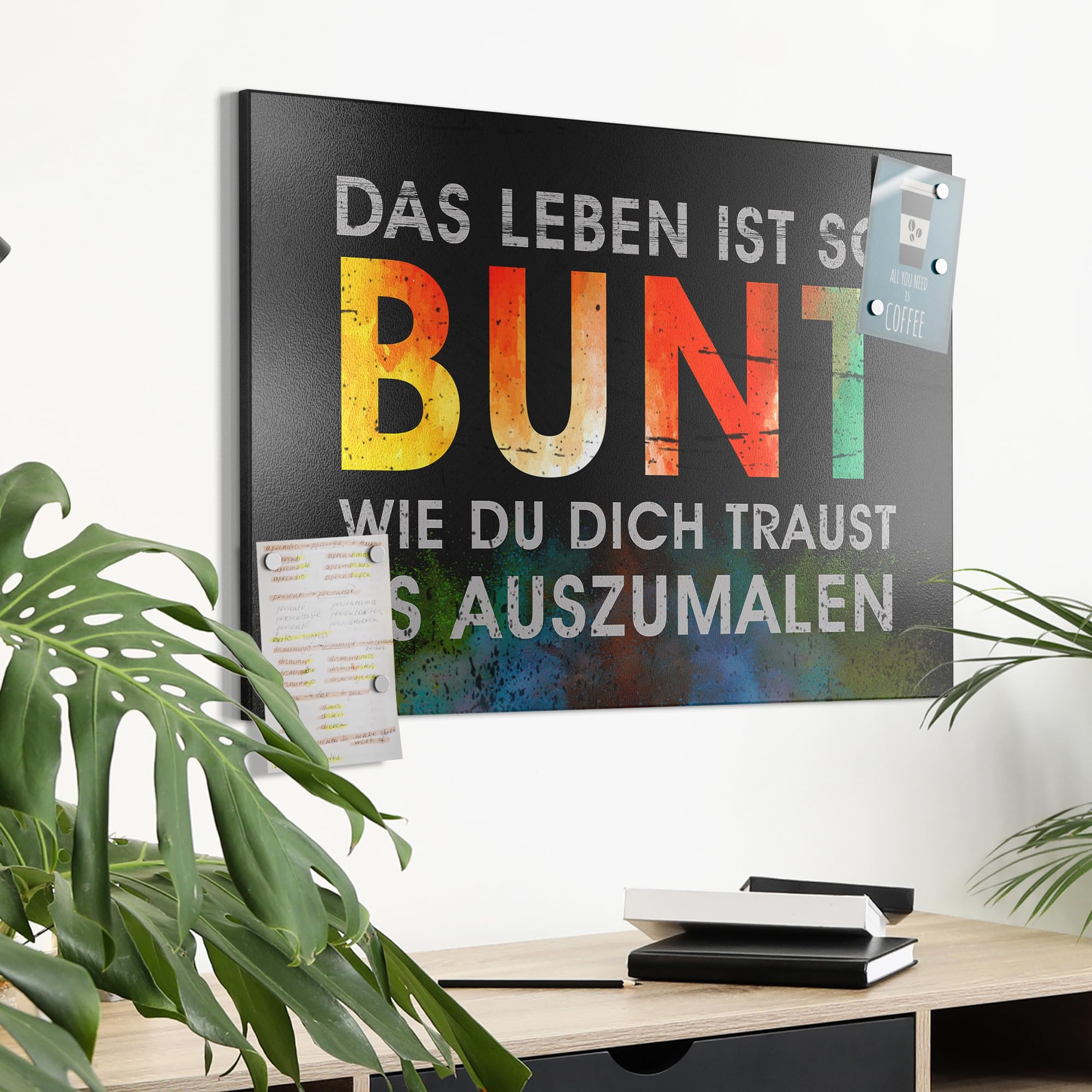DEQORI Metall Magnettafel | 60x40 cm cm groß | Motiv Lebensbunte Vielfalt | Whiteboard für alle Magnete | Magnetboard Wand-Tafel für Küche & Büro | Design Magnetwand Pinnwand magnetisch